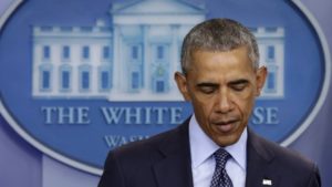 US President Barack Obama makes a statement on the mass shooting at an Orlando, Florida nightclub in the White House Briefing Room in Washington, DC on June 12, 2016. (AFP/Yuri Gripas)