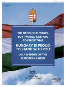 A budapest kormány Anglia maradása mellett