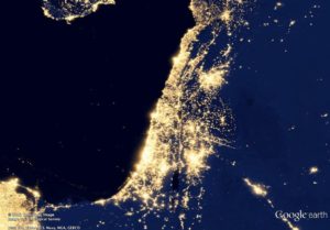 Israel from space at night