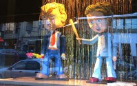 Hillary Clinton attacking Donald Trump, ishootWindows, San Francisco, 2015. / Photo credit: Torbak Hopper
