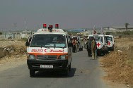 A Red Crescent ambulance at the Erez Crossing (Archive)