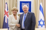 Australian Foreign Minister Julie Bishop on an official visit to Israel meets president Reuven Rivlin. Sept. 4, 2016