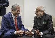 Israeli Prime Minister Benjamin Netanyahu meets with Indian Prime Minister Narendra Modi