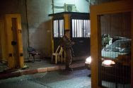 Israeli Border Guard Police officers guard a checkpoint near Rachel's Tomb at the northern entrance to Bethlehem.